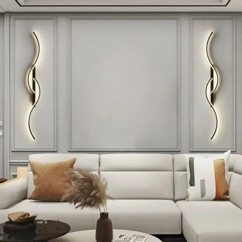 Modern Minimalist Long Strip Wall Lamp Minimalist Bedroom Living Room Grid Lamp Sofa TV Background Decorative Lamp