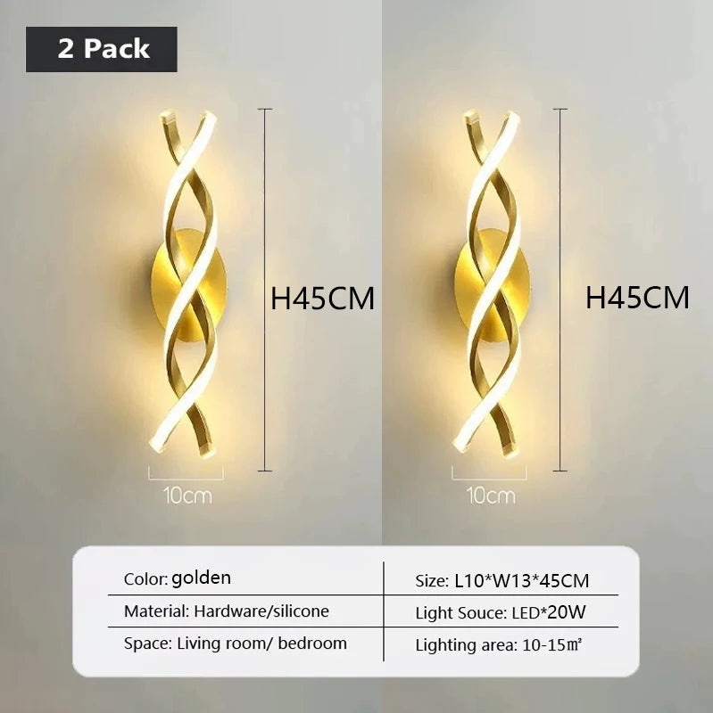 Modern LED Wall Lamp Luxury Home Decor Line Wall Sconce Bedroom Bedside Corridor Living Room Backgroud Black White Gold Lights
