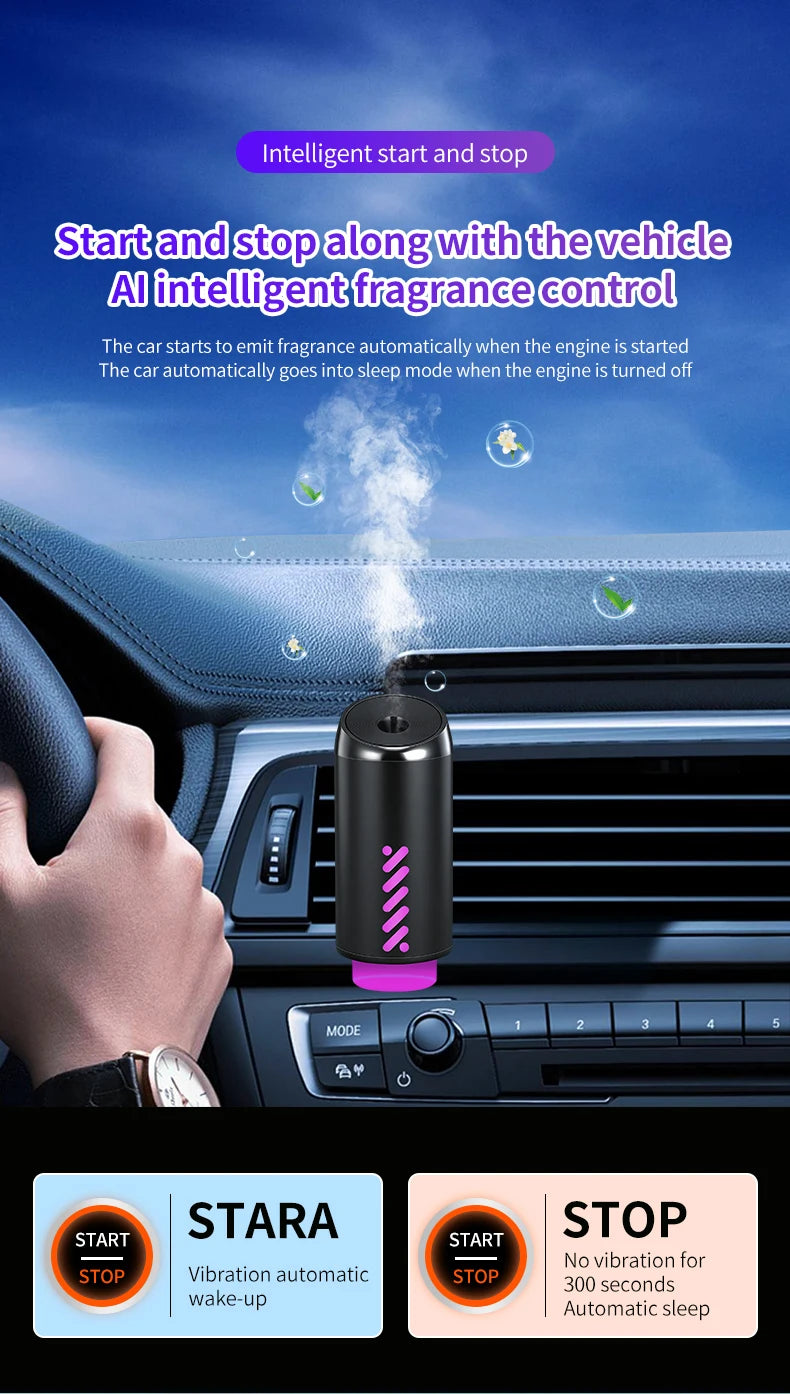 Smart Car Air Aromatherapy Diffuser Fragrance Car Air Fresheners With Three Adjustable Humidifier Essential Oil Diffuser