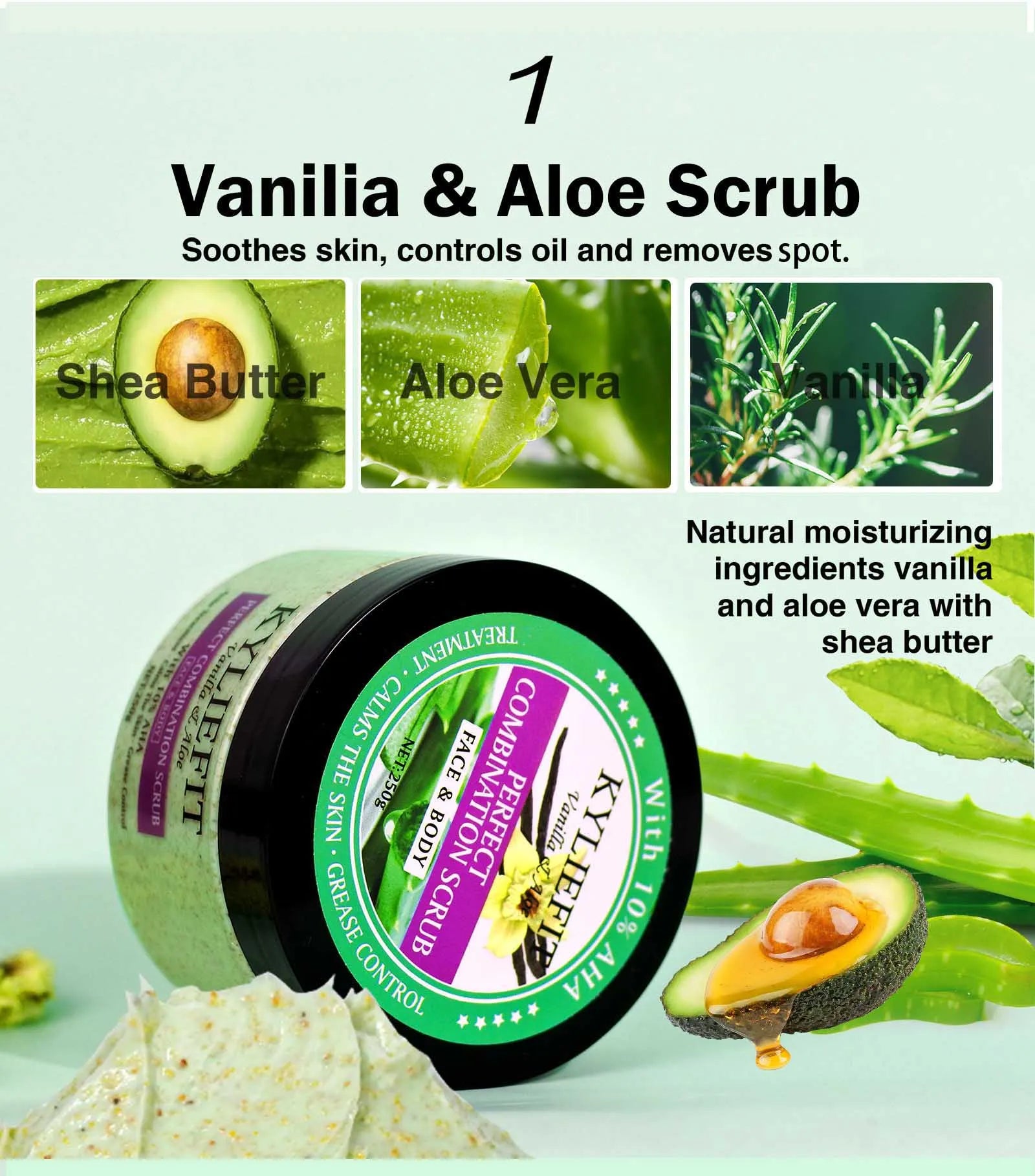 Natural Body Scrub - Moisturizing and Exfoliating Body, Face, Hand, Foot Scrub - Lightening, Fine Lines & Wrinkles, Skin Glowing
