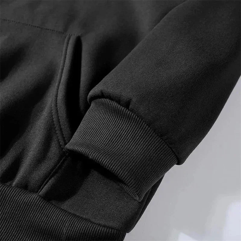 Men Hoodie Oversized Streetwear Black Pullover Hoodie Casual Loose Fit Sweatshirt