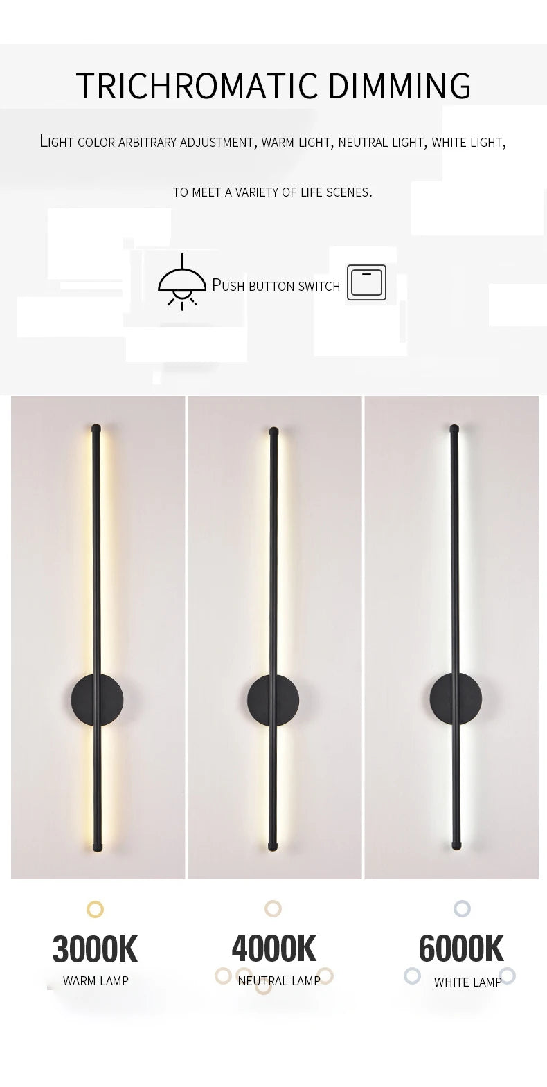 Modern LED Wall Lamp Minimalist Led 40/55cm Light Bedroom Bedside Long Strip Wall Sconces Living Room Home Indoor Lighting