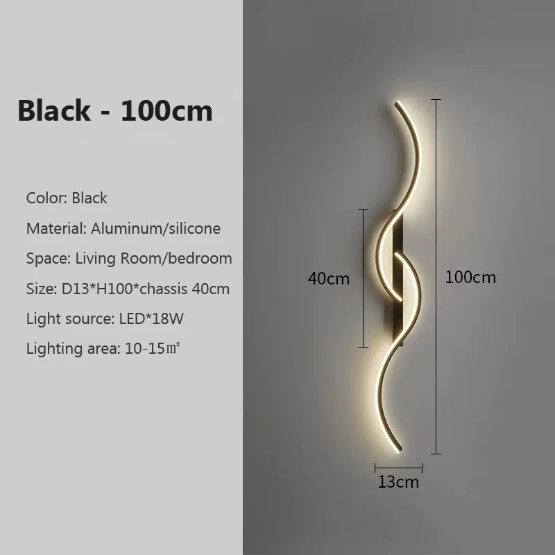 Modern LED Wall Lamp Minimalist Led Light Bedroom Bedside Long Strip Wall Sconces Living Room Sofa Home Indoor Lighting Fixture