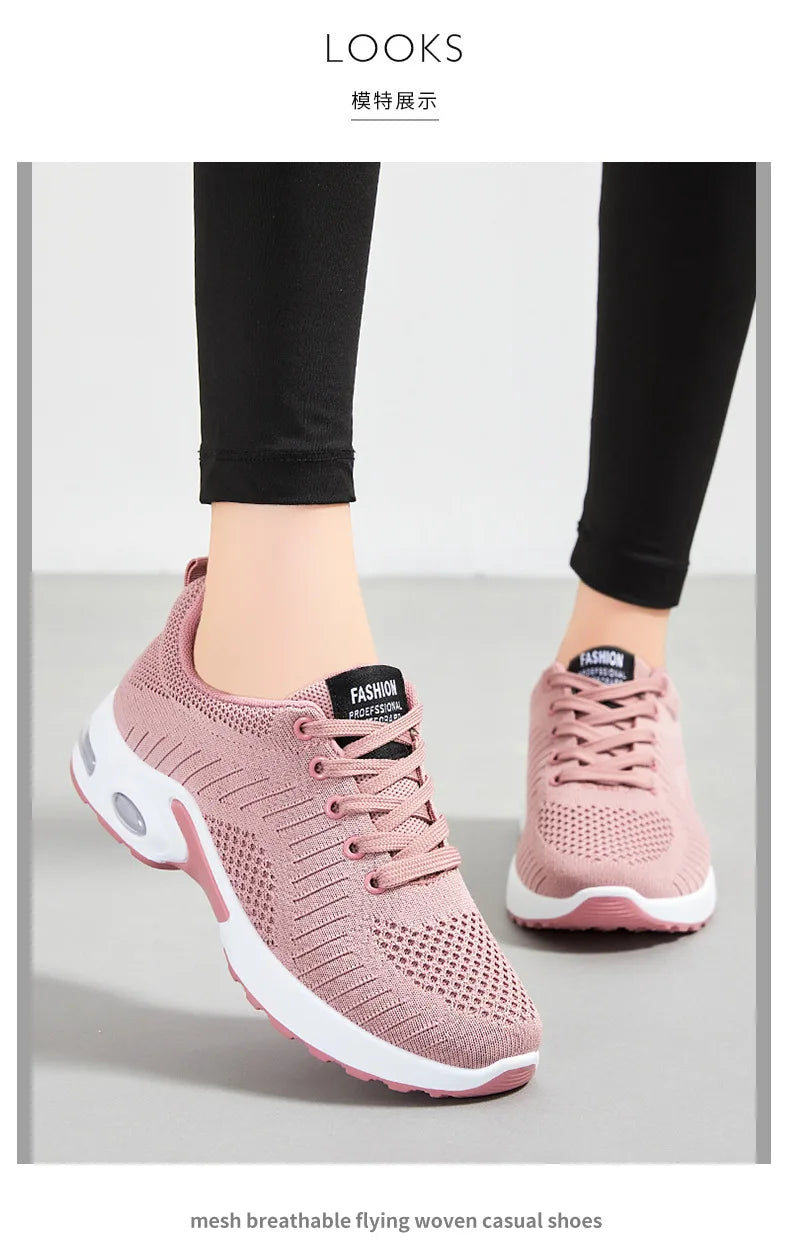 Spring 2025 Women's Large Size Running Shoes Casual Air Cushion Sports Sneakers Comfortable Breathable Fitness Footwear