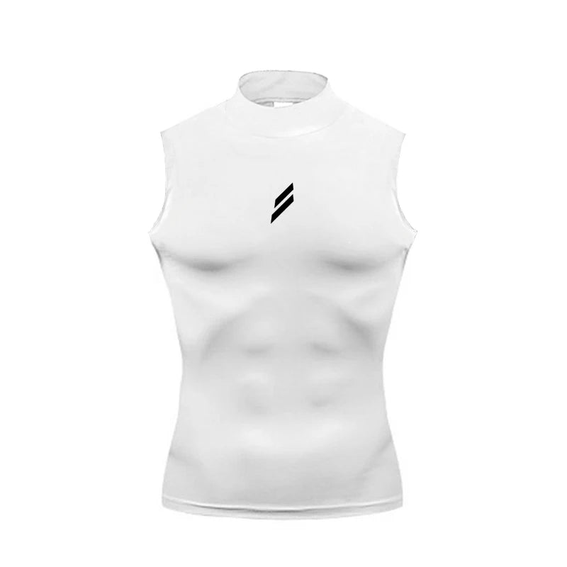 Compression Shirt Summer Men Gym Tank Tops Muscle Fitness Clothing Turtleneck Sport Sleeveless T Shirt Bodybuilding Running Vest
