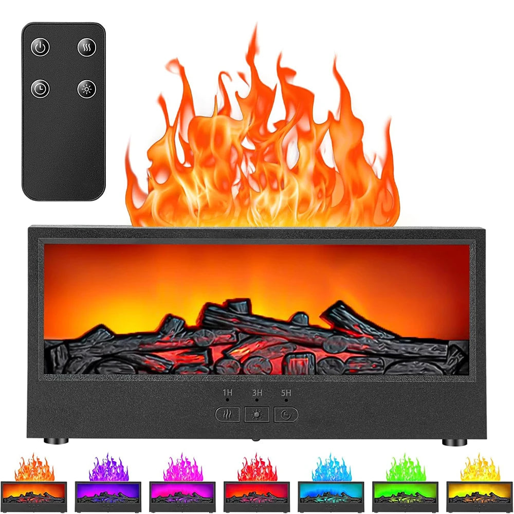 Essential Oil Diffusers for Home,Air Diffuser Flame Colorful Water Vapor Fireplace Fire Humidifier Aromatherapy Aroma for Room