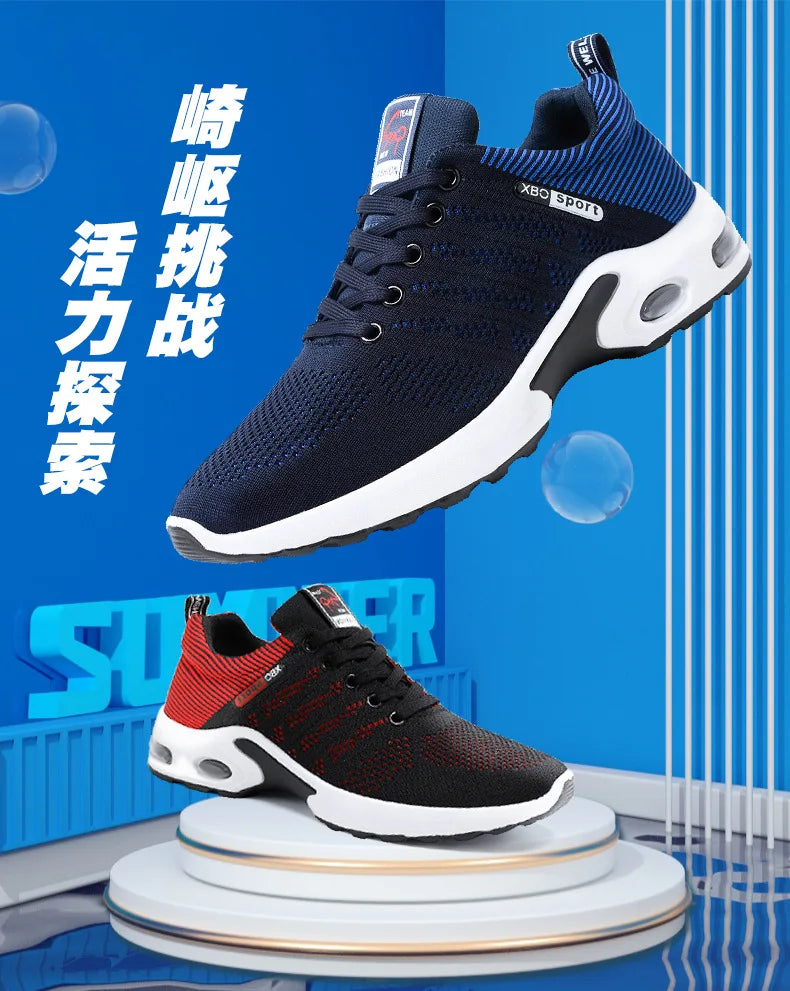 Men's Trendy Breathable Lace-Up Running Shoes Korean Light Casual Sports Sneakers