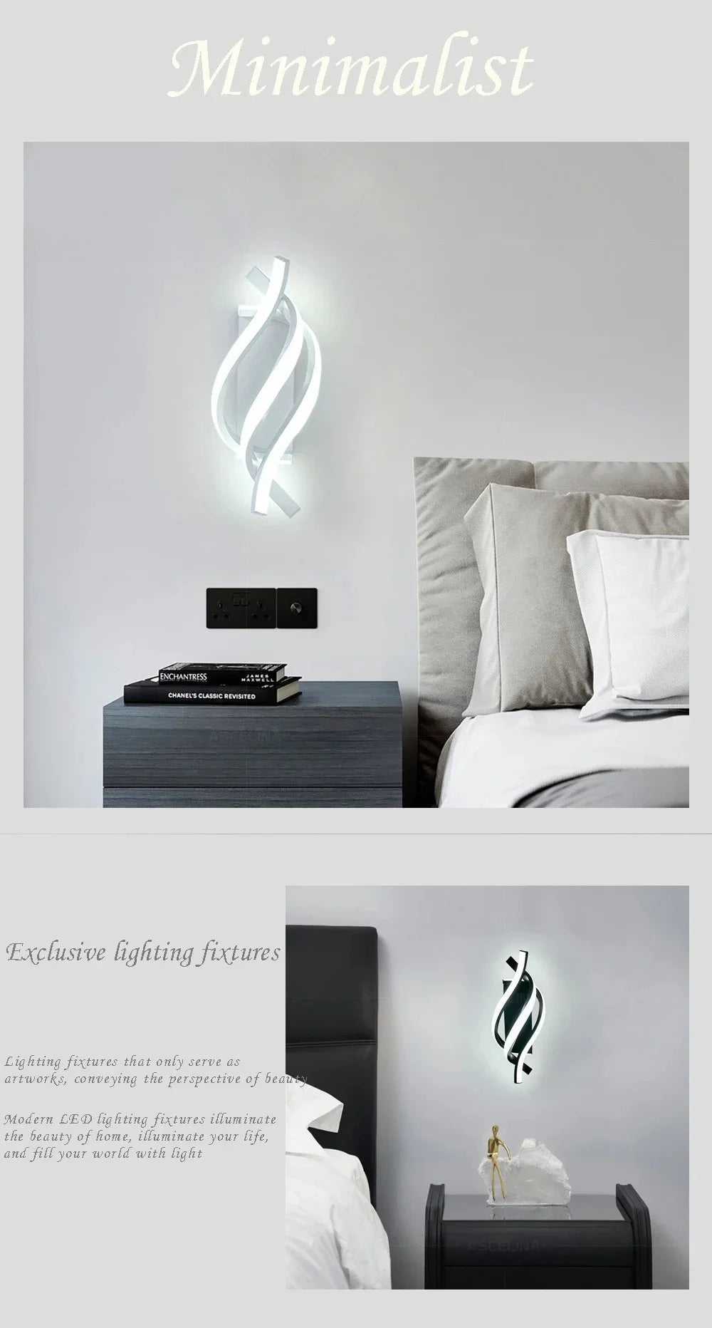 Modern LED Wall Lamp Luxury Home Decor Line Wall Sconce Bedroom Bedside Corridor Living Room Backgroud Black White Gold Lights