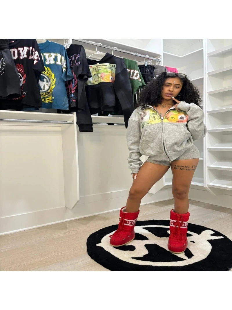 Unisex 2026 American Retro Graphic Hoodie Y2K Oversized Zip Up Long Sleeve Loose Streetwear Jacket For Men Women