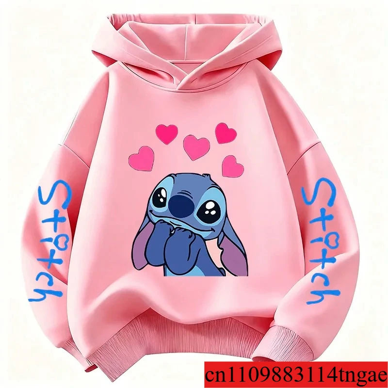 Unisex Kids Cool Cartoon Stitch Hoodie Children Kids Cute Manga Sweatshirt Y2k Graphic Hoody Girl Boy Top Hoodies