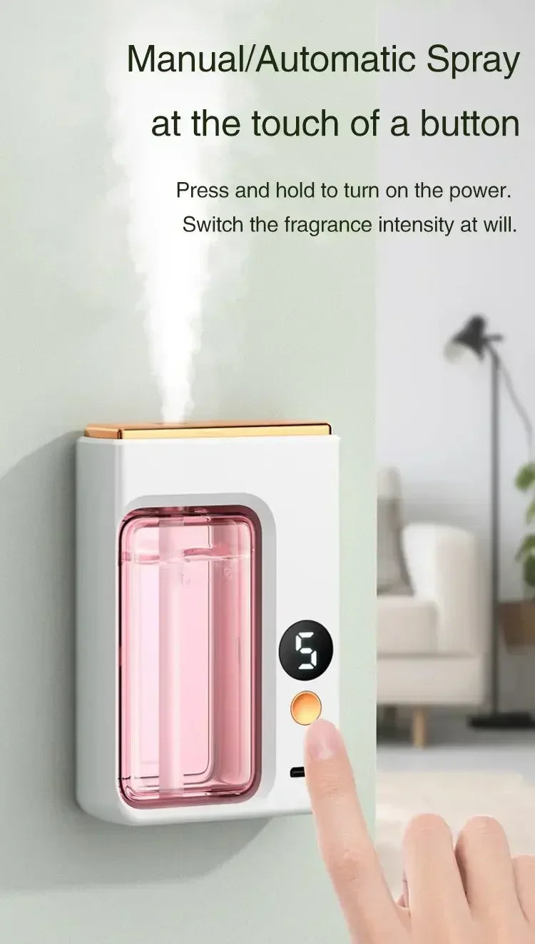 Diffuser Aromatherapy Machine with Display,Wireless Wall Hanging Portable Automatic Fragrance Spray Bathroom DeodorizationPurify