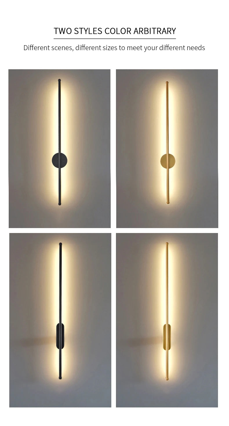 Modern LED Wall Lamp Minimalist Led 40/55cm Light Bedroom Bedside Long Strip Wall Sconces Living Room Home Indoor Lighting
