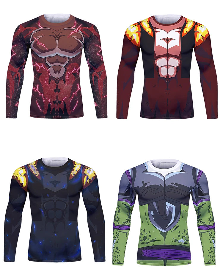 Gym Compression Shirt Men Anime GOKU Cosplay Costume T-Shirt Quick Dry  Long Sleeve Fitness Bodybuilding Workout Sport Shirts