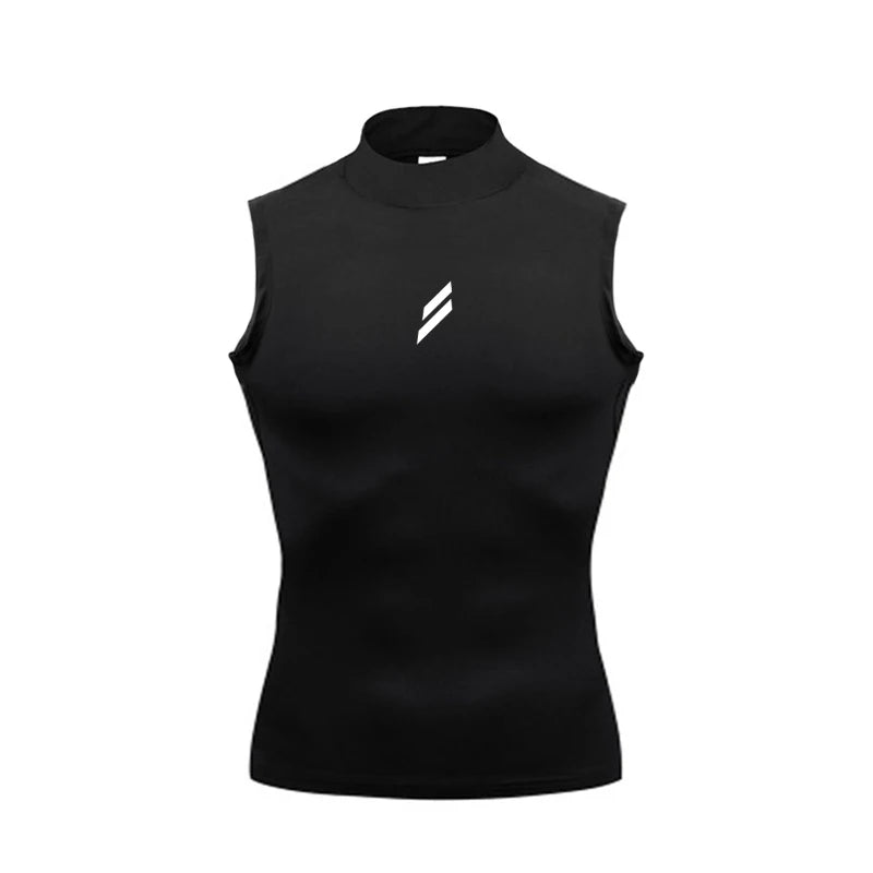 Compression Shirt Summer Men Gym Tank Tops Muscle Fitness Clothing Turtleneck Sport Sleeveless T Shirt Bodybuilding Running Vest