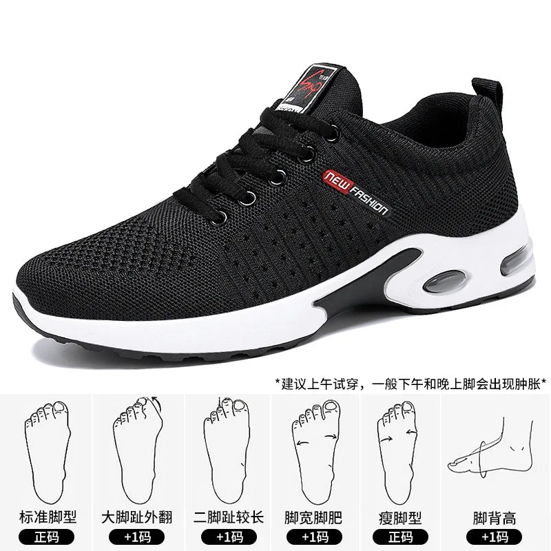 Men's Trendy Breathable Lace-Up Running Shoes Korean Light Casual Sports Sneakers