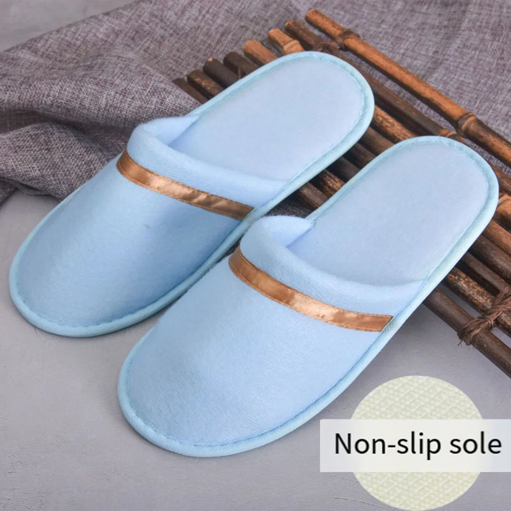 Disposable Coral Fleece Slippers Men Business Travel Passenger Shoes Home Guest Slipper Hotel Beauty Washable Shoes Slippers