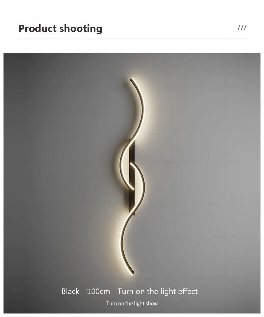 Modern LED Wall Lamp Minimalist Led Light Bedroom Bedside Long Strip Wall Sconces Living Room Sofa Home Indoor Lighting Fixture