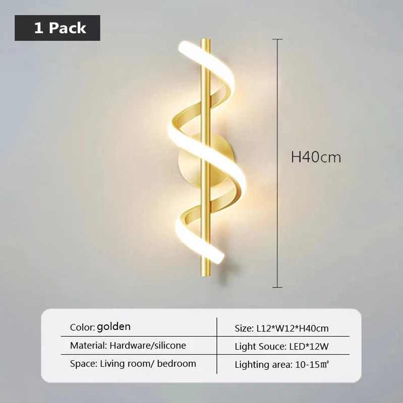 Modern LED Wall Lamp Luxury Home Decor Line Wall Sconce Bedroom Bedside Corridor Living Room Backgroud Black White Gold Lights