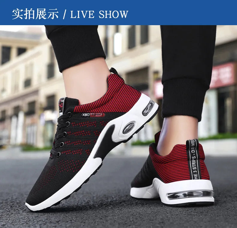 Men's Trendy Breathable Lace-Up Running Shoes Korean Light Casual Sports Sneakers