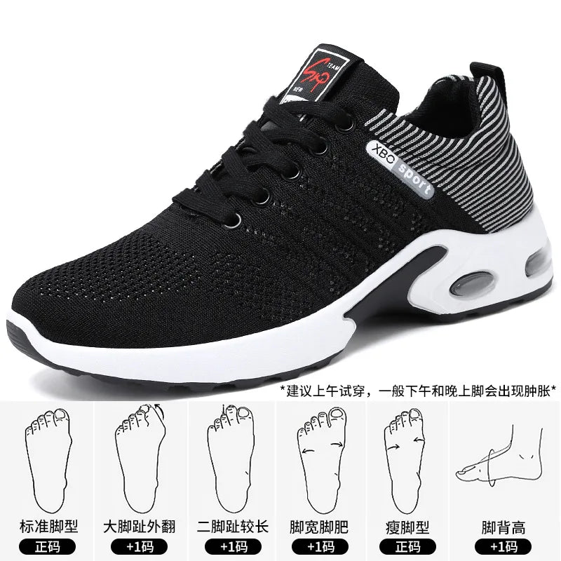Men's Trendy Breathable Lace-Up Running Shoes Korean Light Casual Sports Sneakers