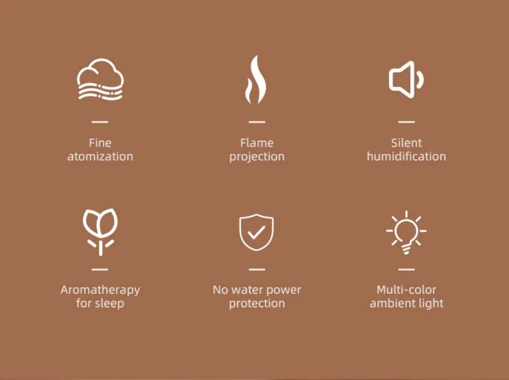 Essential Oil Aroma Diffuser Multicolor Flame Humidifier Timing Protect Colorful Ambient Light Home Air Humidifier Aroma Machine
