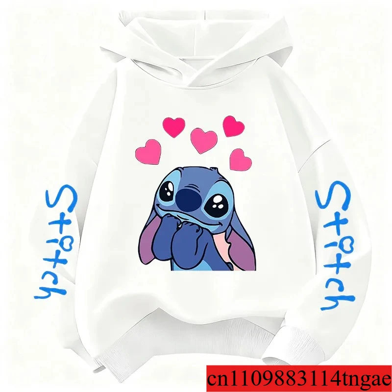 Unisex Kids Cool Cartoon Stitch Hoodie Children Kids Cute Manga Sweatshirt Y2k Graphic Hoody Girl Boy Top Hoodies