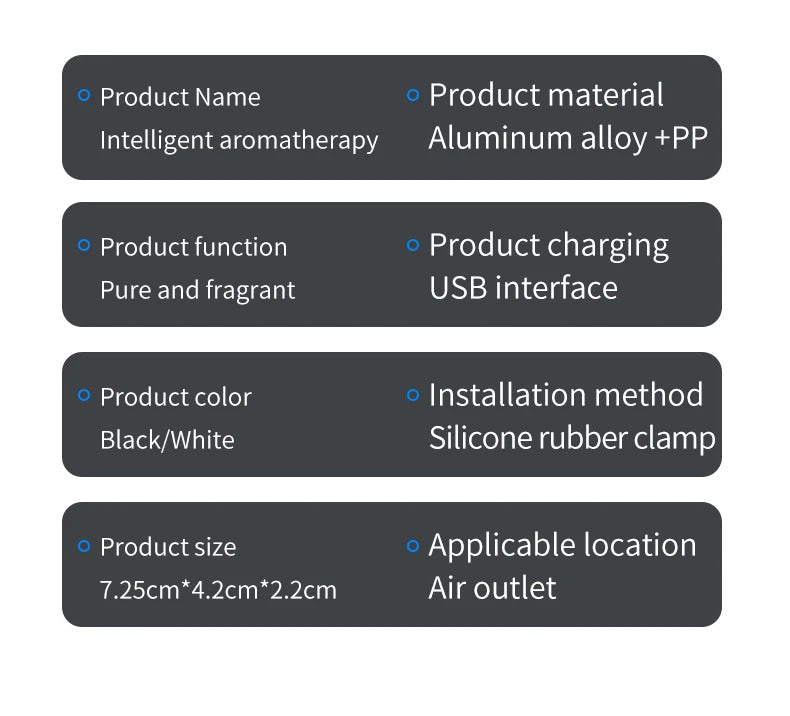 Smart Car Air Aromatherapy Diffuser Fragrance Car Air Fresheners With Three Adjustable Humidifier Essential Oil Diffuser