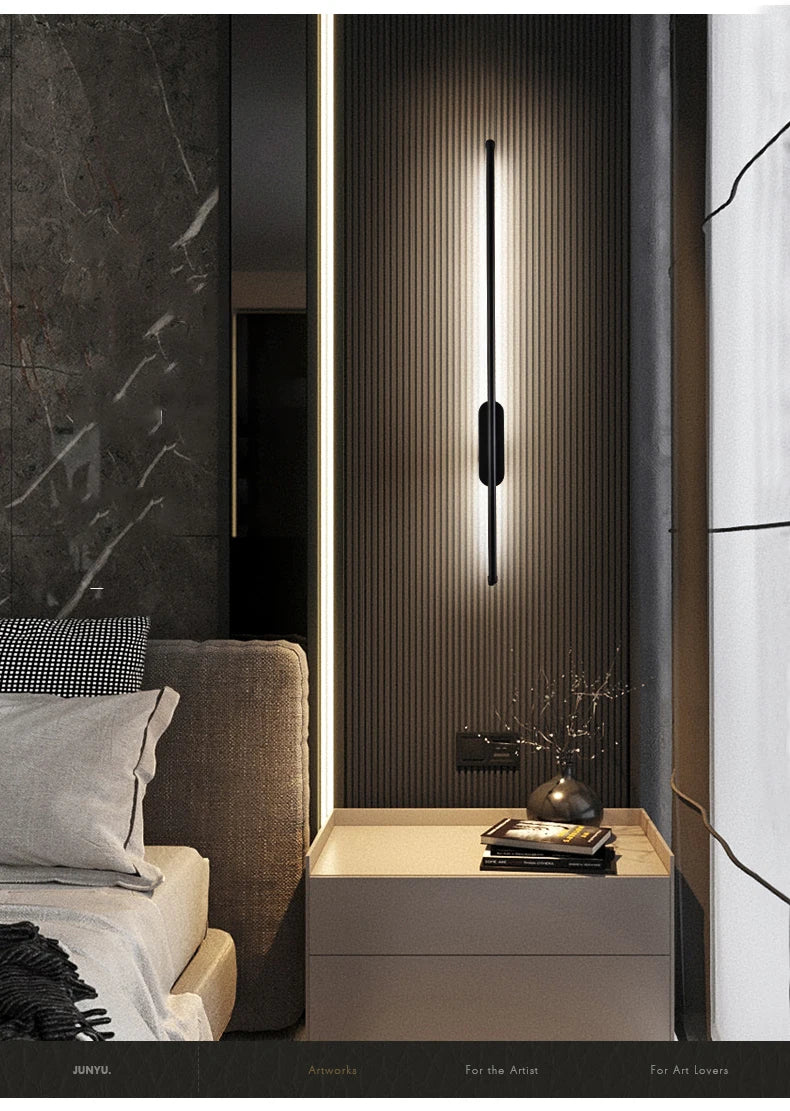 Modern LED Wall Lamp Minimalist Led 40/55cm Light Bedroom Bedside Long Strip Wall Sconces Living Room Home Indoor Lighting