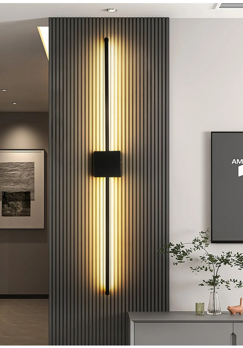 Modern LED Wall Lamp Minimalist Led Light Bedroom Bedside Long Strip Wall Sconces Living Room Sofa Home Indoor Lighting Fixture
