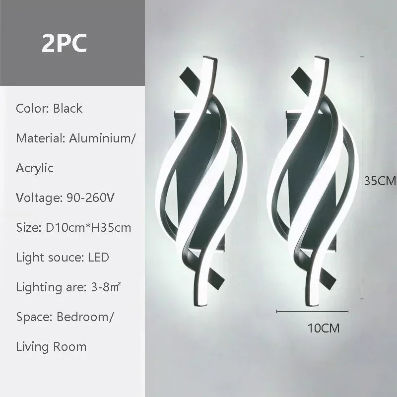Modern LED Wall Lamp Luxury Home Decor Line Wall Sconce Bedroom Bedside Corridor Living Room Backgroud Black White Gold Lights