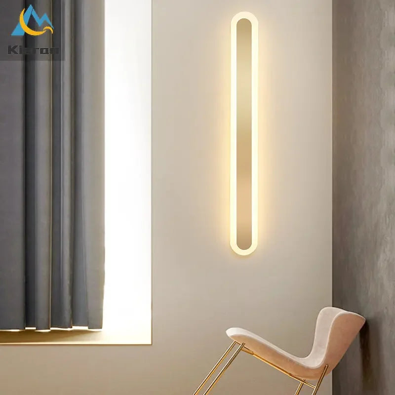 Modern Minimalist Long Strip LED Wall Lamps Bedroom Bedside Wall Lights Stairway  Living Room Background Room Decor Wall Lights