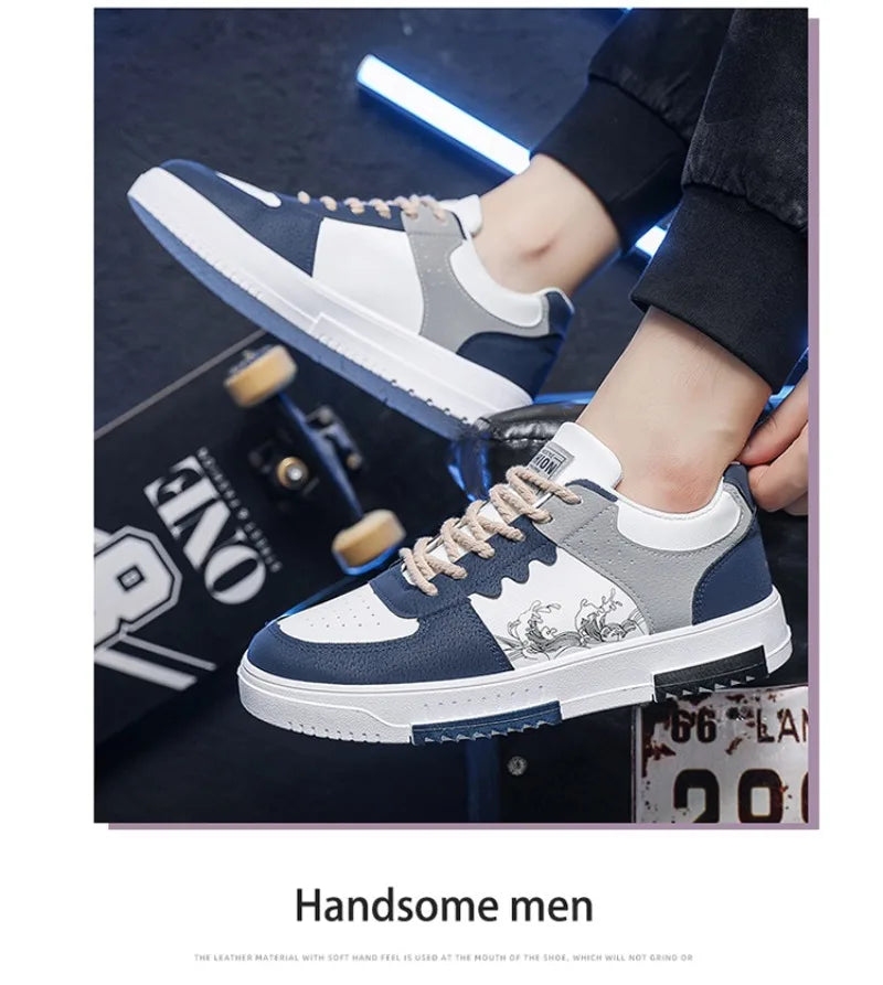 Men's Thick Soles Casual Shoes Four Seasons Soft Sole Low Tops Outdoor Walking Shoes Fashion Sports Board Shoes Vulcanized Shoes