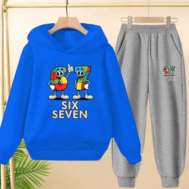 Children's Hoodie Boys Girls Colorful 67 Six Seven Funny Brainrot Meme Hooded Pullover Hiphop Streetwear Soft Casual Sweatshirt