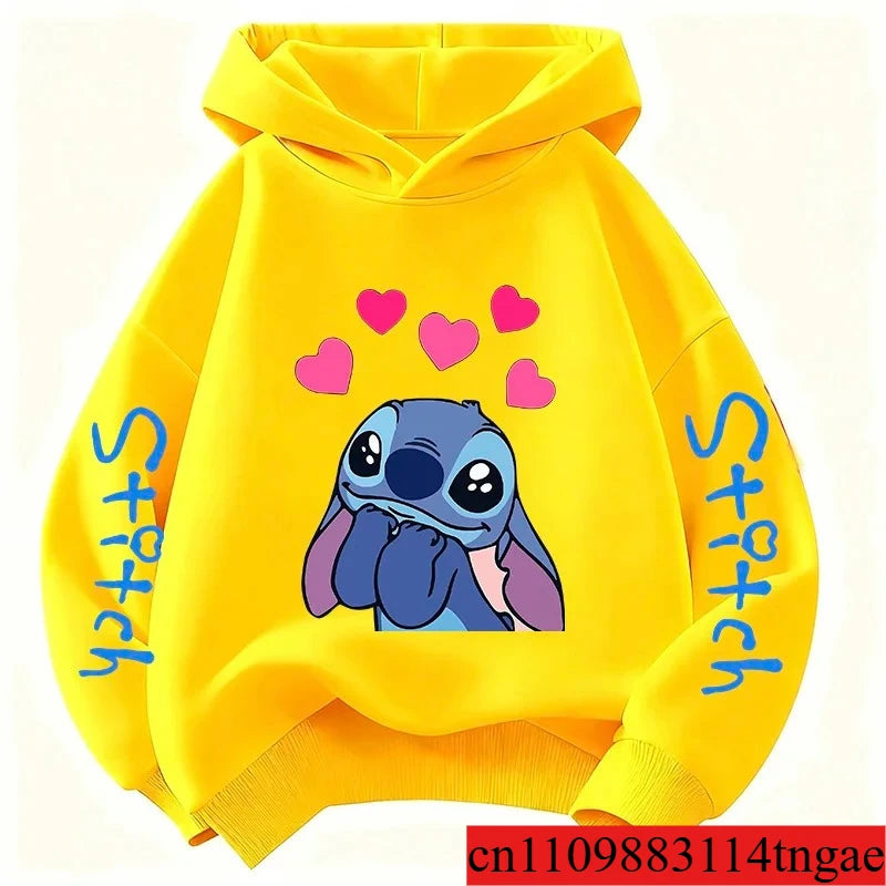 Unisex Kids Cool Cartoon Stitch Hoodie Children Kids Cute Manga Sweatshirt Y2k Graphic Hoody Girl Boy Top Hoodies