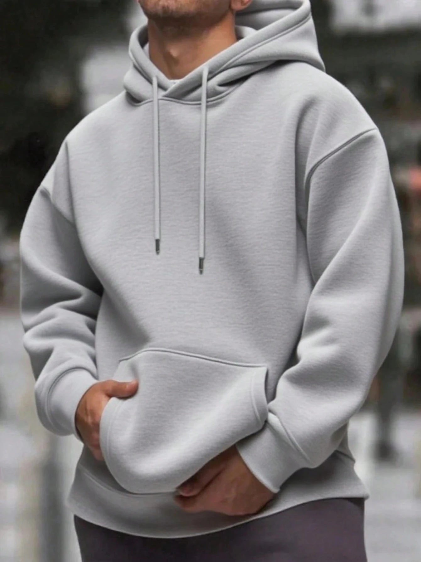 Men Hoodie Oversized Streetwear Black Pullover Hoodie Casual Loose Fit Sweatshirt