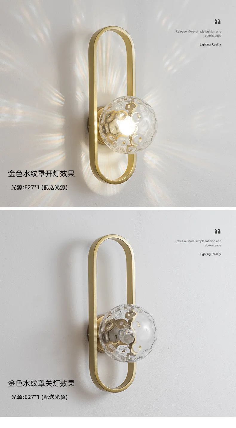 Modern Minimalist LED Wall LampS Bedroom Bedside LED E27 Wall Sconce Lamp Staircase Living Room Background Wall Glass Wall Light