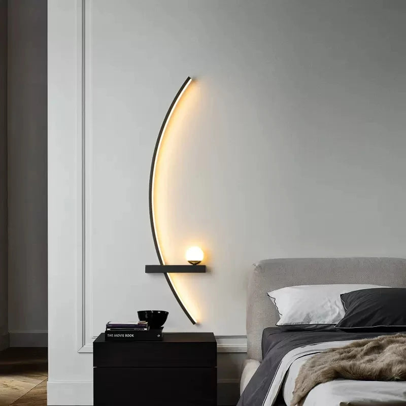 Minimalist LED Wall Lamp Modern Stripes Wall Sconce For Bedroom Bedside Living Room Study Stairs Home Decor Indoor Fixture