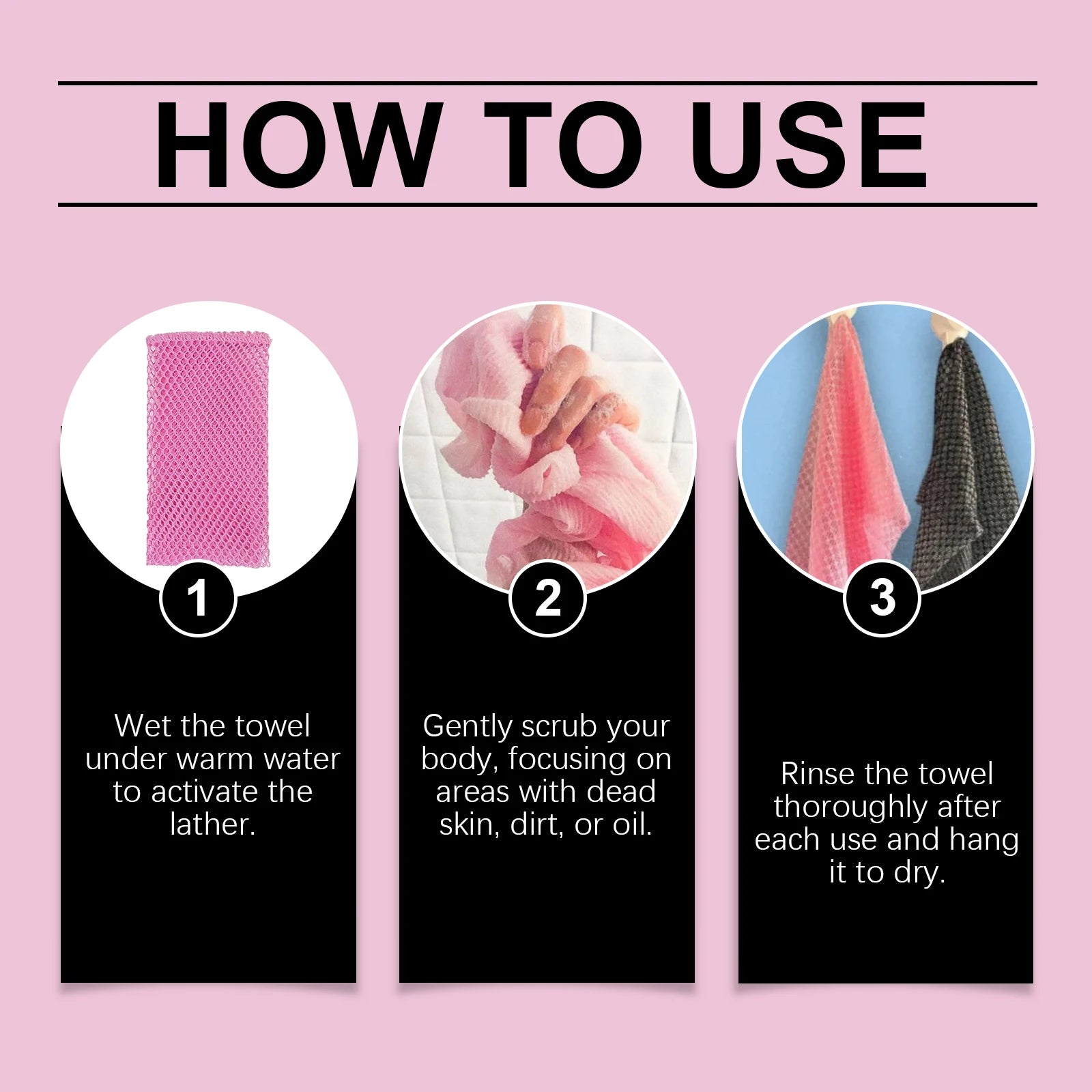 Back Scrub Washcloth For Body Exfoliating Shower Towel Cleansing Skin Polishing Cloth Oil Control Dirt Removal Bath Accessories