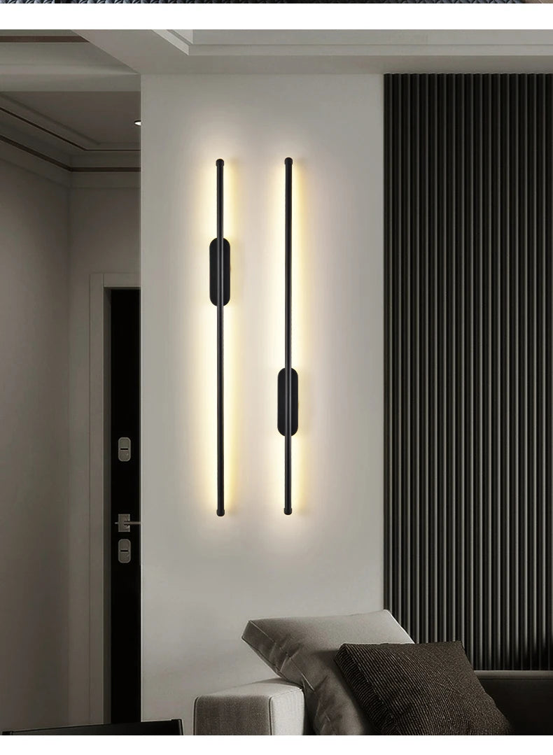 Modern LED Wall Lamp Minimalist Led 40/55cm Light Bedroom Bedside Long Strip Wall Sconces Living Room Home Indoor Lighting