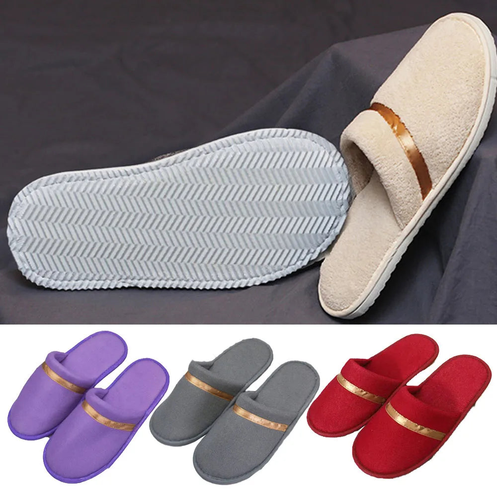 Disposable Coral Fleece Slippers Men Business Travel Passenger Shoes Home Guest Slipper Hotel Beauty Washable Shoes Slippers