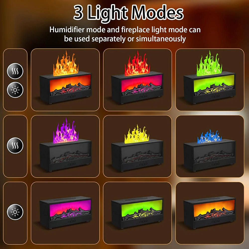 Essential Oil Diffusers for Home,Air Diffuser Flame Colorful Water Vapor Fireplace Fire Humidifier Aromatherapy Aroma for Room