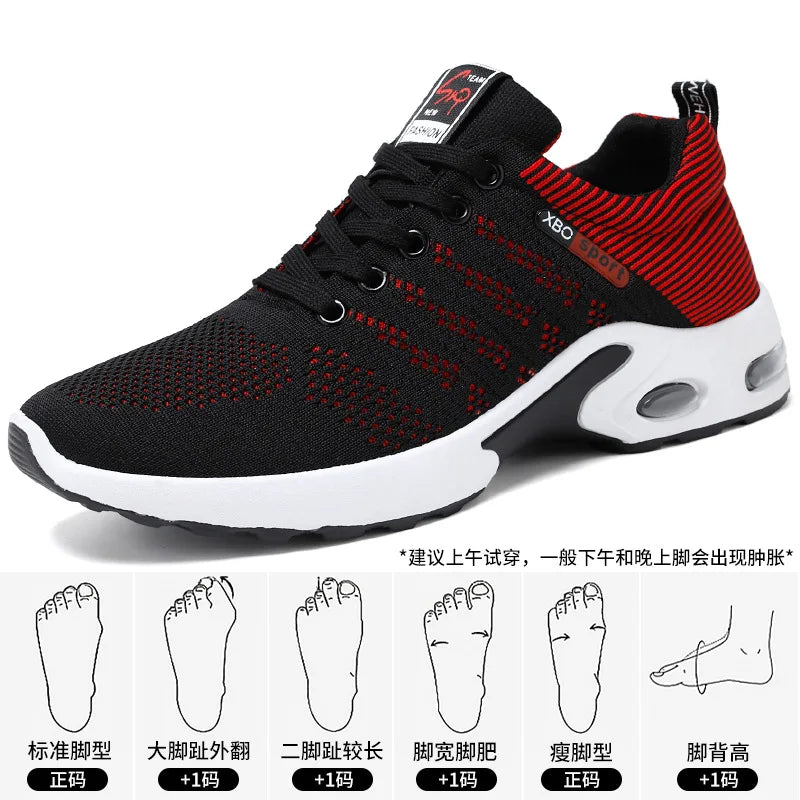 Men's Trendy Breathable Lace-Up Running Shoes Korean Light Casual Sports Sneakers