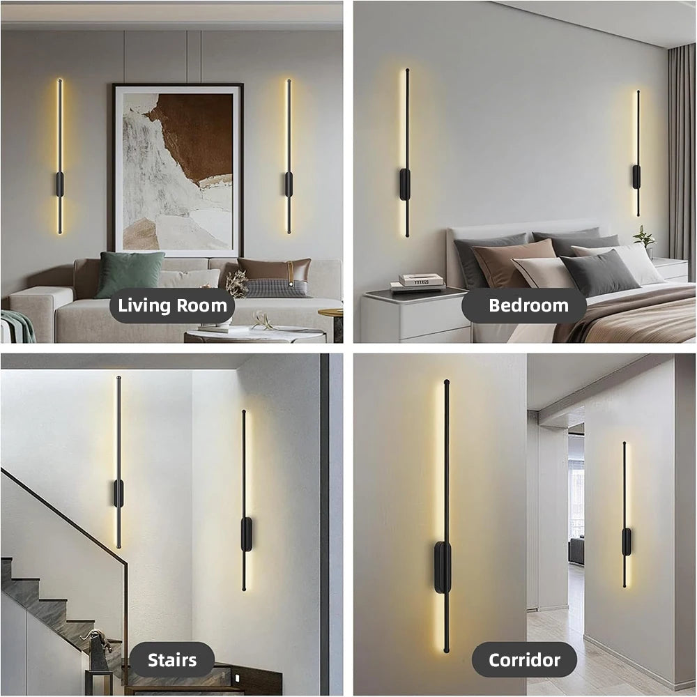 Modern Creative Strip Led Wall Lamp 3 colors Minimalist Bedroom Bedside Wall Sconce  Living Room TV Sofa Background Wall Lamp