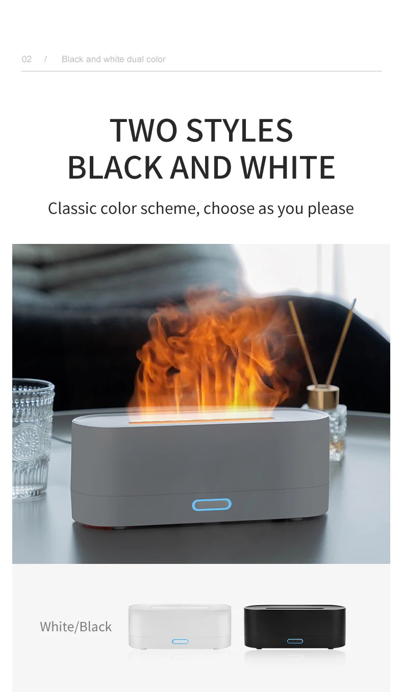 160ml Flame Diffuser Humidifier 7 Colors Light Changing Essential Oil Diffusers Aromatherapy Diffusers for Home Office Bedroom