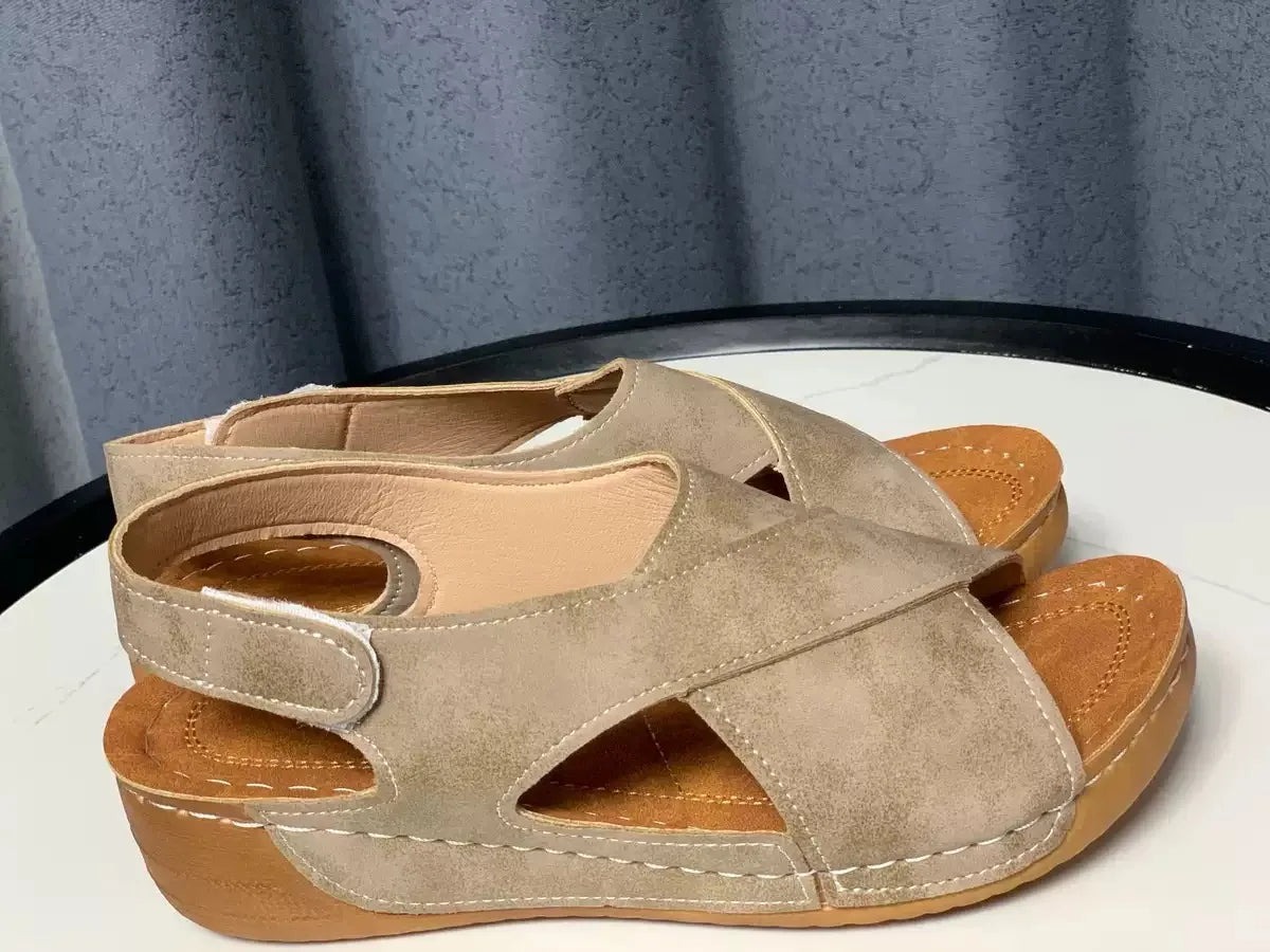 New Women's Contrast Color Wedge Sandals Summer Peep Toe Non Slip Beach Shoes Woman Comfortable Platform Roman Sandalias