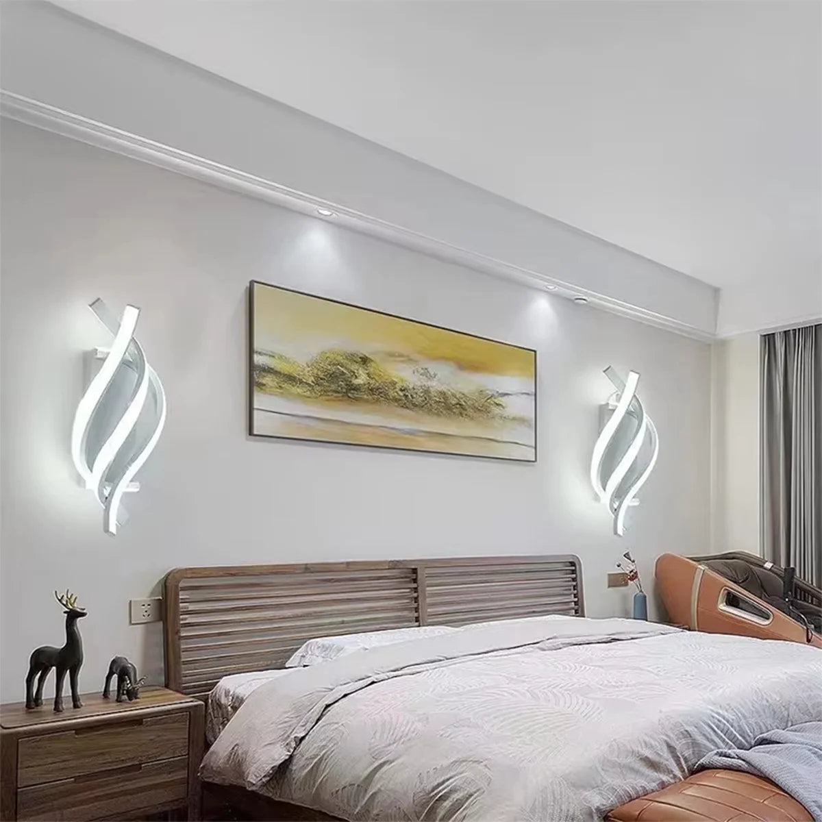 Modern Led Wall Light Linear Strip Lamp Decorative Lighting Minimalist Style Bedroom Bedside Black And White Mounted Sconce Soft