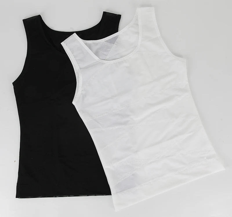 Compression Shirt for Men Slimming Undershirt Body Shaper Tank Top Gynomastica Sleeveless Shapewear Vest Mesh Cross Suit 3XL