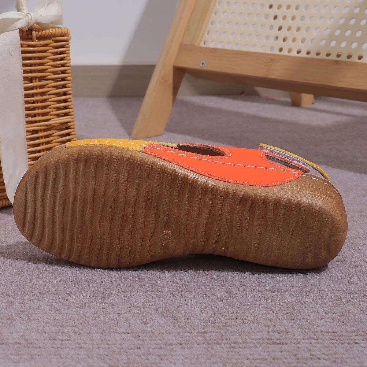 New Women's Contrast Color Wedge Sandals Summer Peep Toe Non Slip Beach Shoes Woman Comfortable Platform Roman Sandalias