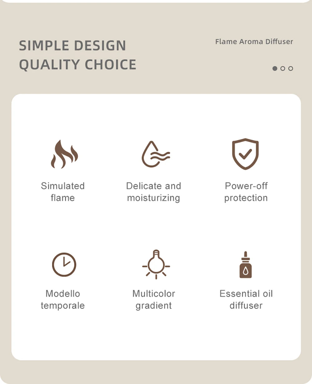 Air Aroma Humidifier Diffuser Essential Oils Humidifiers Mini Flame Automatic Fragrance Diffuser Home Humidifier With LED Light