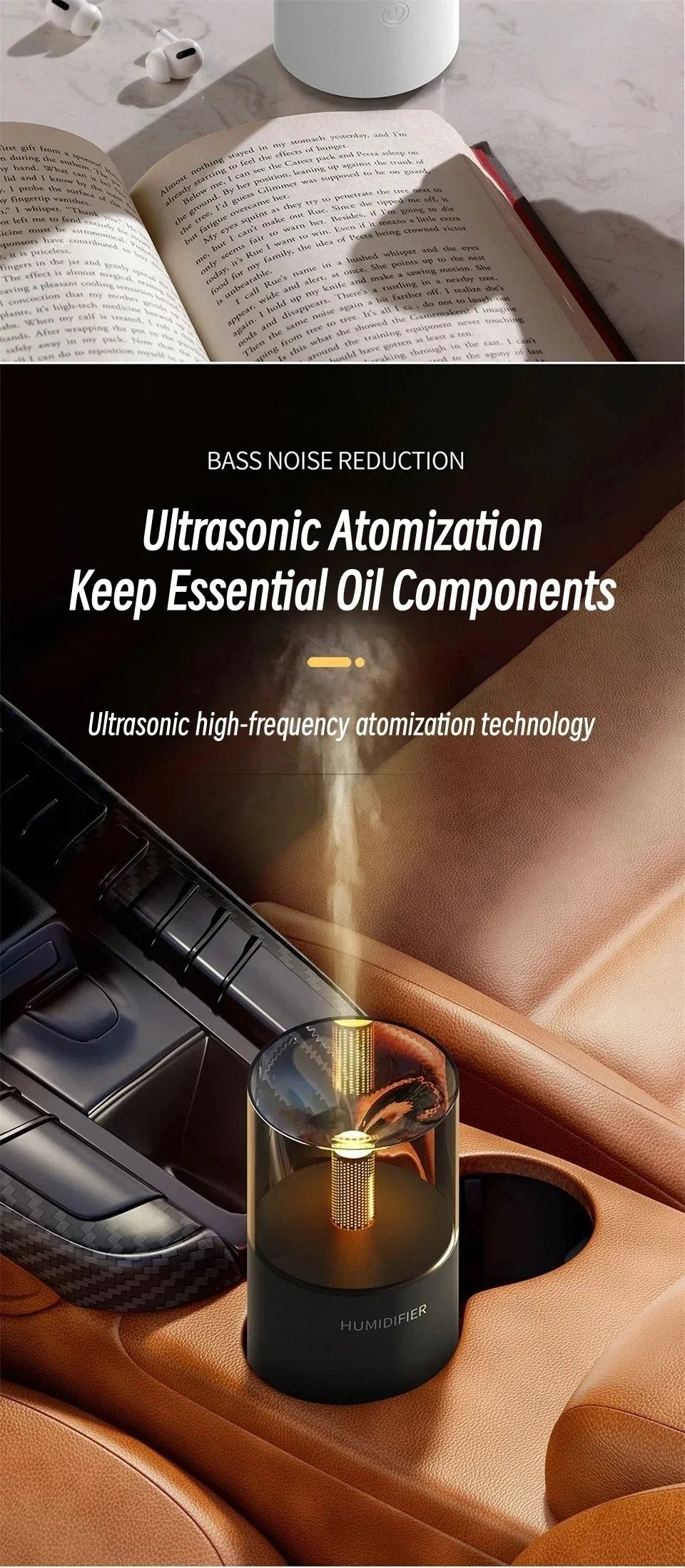 Mini Atmosphere Aromatherapy Diffuser USB powered ultrasonic spray for household cars Electric essential oil diffuser